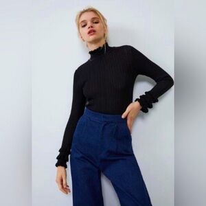 ISO** Zara ruffle mock neck top
